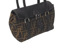 Load image into Gallery viewer, FENDI フェンディ ズッカ柄 セレリア ハンドバッグ AL 75443 キャンバス ブラック ブラウン シルバー 金具 美品 中古 4c075208