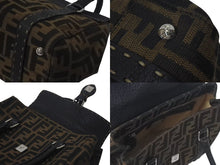 Load image into Gallery viewer, FENDI フェンディ ズッカ柄 セレリア ハンドバッグ AL 75443 キャンバス ブラック ブラウン シルバー 金具 美品 中古 4c075208
