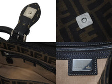 Load image into Gallery viewer, FENDI フェンディ ズッカ柄 セレリア ハンドバッグ AL 75443 キャンバス ブラック ブラウン シルバー 金具 美品 中古 4c075208