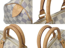 Load image into Gallery viewer, LOUIS VUITTON ルイヴィトン ハンドバッグ スピーディ25 ダミエアズール N41534 ホワイト グレー ゴールド金具 美品 中古 4c075216