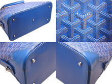 Load image into Gallery viewer, GOYARD ゴヤール ヴァンドーム MM ハンドバッグ ヘリンボーン柄 レザー ブルー シルバー金具 美品 中古 4c075228