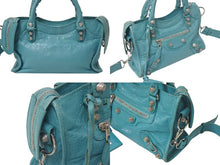 Load image into Gallery viewer, BALENCIAGA バレンシアガ ハンドバッグ Giant Mini City ジャイアントミニシティ ブルー レザー 309544 美品 中古 4c075231