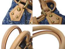 Load image into Gallery viewer, 新品同様 LOUIS VUITTON ルイヴィトン モノグラムデニム ミニプリーティ PM ハンドバッグ M95020 レザー ブルー 中古 4c075247