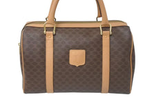 Load image into Gallery viewer, CELINE セリーヌ マカダム柄 ハンドバッグ ベージュ ブラウン PVC レザー ミニボストン ロゴ 鞄 ゴールド金具 美品 中古 4c075304