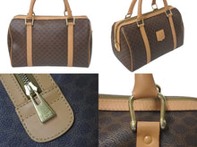 Load image into Gallery viewer, CELINE セリーヌ マカダム柄 ハンドバッグ ベージュ ブラウン PVC レザー ミニボストン ロゴ 鞄 ゴールド金具 美品 中古 4c075304