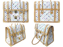 Load image into Gallery viewer, LOUIS VUITTON × 村上隆 ルイヴィトン ボストンバッグ サックジギャンティック M92057 ブロン マルチ ゴールド金具 美品 中古 4c075321