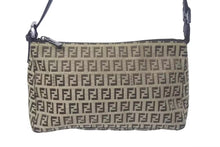 Load image into Gallery viewer, 極美品 FENDI フェンディ ハンドバッグ ズッキーノ ポーチ ベージュ ブラウン コットンキャンバス レザー ブラック金具 中古 4c075362