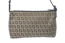 Load image into Gallery viewer, 極美品 FENDI フェンディ ハンドバッグ ズッキーノ ポーチ ベージュ ブラウン コットンキャンバス レザー ブラック金具 中古 4c075362