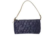 Load image into Gallery viewer, 極美品 FENDI フェンディ ハンドバッグ ズッキーノ ワンショルダーバッグ ネイビー コットンキャンバス レザー シルバー金具 中古 4c075367