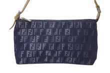 Load image into Gallery viewer, 極美品 FENDI フェンディ ハンドバッグ ズッキーノ ワンショルダーバッグ ネイビー コットンキャンバス レザー シルバー金具 中古 4c075367