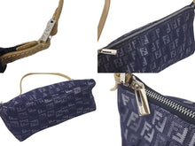 Load image into Gallery viewer, 極美品 FENDI フェンディ ハンドバッグ ズッキーノ ワンショルダーバッグ ネイビー コットンキャンバス レザー シルバー金具 中古 4c075367