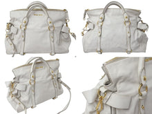 Load image into Gallery viewer, MIUMIU ミュウミュウ Side Ribbons Hand Bag サイドリボンハンドバック ベージュ レザー ゴールド金具 美品 中古 4c075371