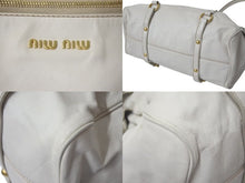 Load image into Gallery viewer, MIUMIU ミュウミュウ Side Ribbons Hand Bag サイドリボンハンドバック ベージュ レザー ゴールド金具 美品 中古 4c075371