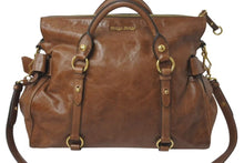 Load image into Gallery viewer, MIUMIU ミュウミュウ 2WAYS サイドリボンハンドバック ブラウン レザー RT0438 ゴールド金具 美品 中古 4c075387