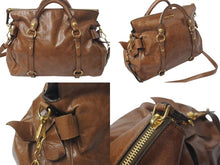 Load image into Gallery viewer, MIUMIU ミュウミュウ 2WAYS サイドリボンハンドバック ブラウン レザー RT0438 ゴールド金具 美品 中古 4c075387