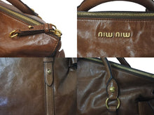 Load image into Gallery viewer, MIUMIU ミュウミュウ 2WAYS サイドリボンハンドバック ブラウン レザー RT0438 ゴールド金具 美品 中古 4c075387