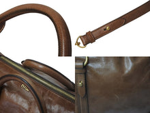 Load image into Gallery viewer, MIUMIU ミュウミュウ 2WAYS サイドリボンハンドバック ブラウン レザー RT0438 ゴールド金具 美品 中古 4c075387