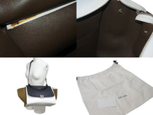 Load image into Gallery viewer, CELINE セリーヌ トラペーズ ハンドバッグ 169543 ブラック ホワイト カーキグリーン カーフスキン シルバー金具 美品 中古 4c075391