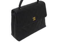 Load image into Gallery viewer, 極美品 CHANEL シャネル ハンドバッグ 7番台 キャビアスキン ココマーク キルティング ブラック ゴールド金具 中古 4c075395