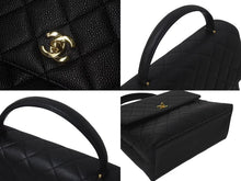 Load image into Gallery viewer, 極美品 CHANEL シャネル ハンドバッグ 7番台 キャビアスキン ココマーク キルティング ブラック ゴールド金具 中古 4c075395