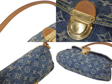 Load image into Gallery viewer, LOUIS VUITTON ルイヴィトン ミニプリーティ ハンドバッグ M95050 モノグラムデニム レザー ブルー 美品 中古 4c075399