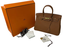 Load image into Gallery viewer, 新品同様 HERMES エルメス ハンドバッグ バーキン35 トゴ ゴールド ゴールド金具 X刻印 中古 4c075673 正規品