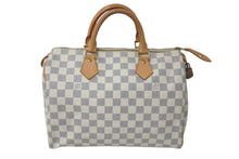 Load image into Gallery viewer, LOUIS VUITTON ルイヴィトン スピーディ30 ダミエ アズール N41533 ホワイト ベージュ 美品 中古 4c075885