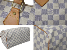 Load image into Gallery viewer, LOUIS VUITTON ルイヴィトン スピーディ30 ダミエ アズール N41533 ホワイト ベージュ 美品 中古 4c075885