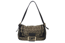Load image into Gallery viewer, FENDI フェンディ ミニマンマバケット ズッカ柄 ハンドバッグ イタリア製 キャンバス ブラウン ブラック ゴールド金具 美品 中古 4c075886