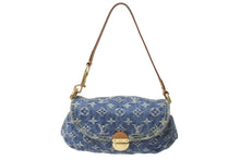 Load image into Gallery viewer, LOUIS VUITTON ルイヴィトン ミニプリーティ ハンドバッグ M95050 モノグラムデニム レザー ブルー 美品 中古 4c076001