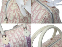 Load image into Gallery viewer, Christian Dior クリスチャンディオール ミニボストン トロッター ハンドバッグ キャンバス レザー BO B 0014 ピンク 美品 中古 4c076404