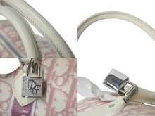 Load image into Gallery viewer, Christian Dior クリスチャンディオール ミニボストン トロッター ハンドバッグ キャンバス レザー BO B 0014 ピンク 美品 中古 4c076404