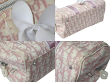 Load image into Gallery viewer, Christian Dior クリスチャンディオール ミニボストン トロッター ハンドバッグ キャンバス レザー BO B 0014 ピンク 美品 中古 4c076404