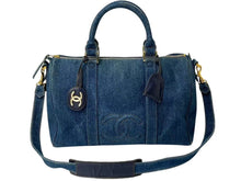 Load image into Gallery viewer, CHANEL シャネル ハンドバッグ ショルダーバッグ 2WAY ココマーク デニム インディゴブルー シリアル不鮮明 美品 中古 4c076468