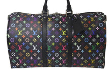 Load image into Gallery viewer, 新品未使用 LOUIS VUITTON ルイヴィトン LV × TM キーポル・バンドリエール 50 マルチカラー ブラック 村上隆 M13745 シルバー金具 中古 4c076589