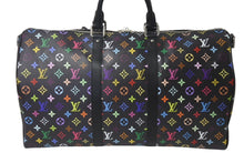 Load image into Gallery viewer, 新品未使用 LOUIS VUITTON ルイヴィトン LV × TM キーポル・バンドリエール 50 マルチカラー ブラック 村上隆 M13745 シルバー金具 中古 4c076589