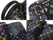 Load image into Gallery viewer, 新品未使用 LOUIS VUITTON ルイヴィトン LV × TM キーポル・バンドリエール 50 マルチカラー ブラック 村上隆 M13745 シルバー金具 中古 4c076589