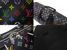 Load image into Gallery viewer, 新品未使用 LOUIS VUITTON ルイヴィトン LV × TM キーポル・バンドリエール 50 マルチカラー ブラック 村上隆 M13745 シルバー金具 中古 4c076589