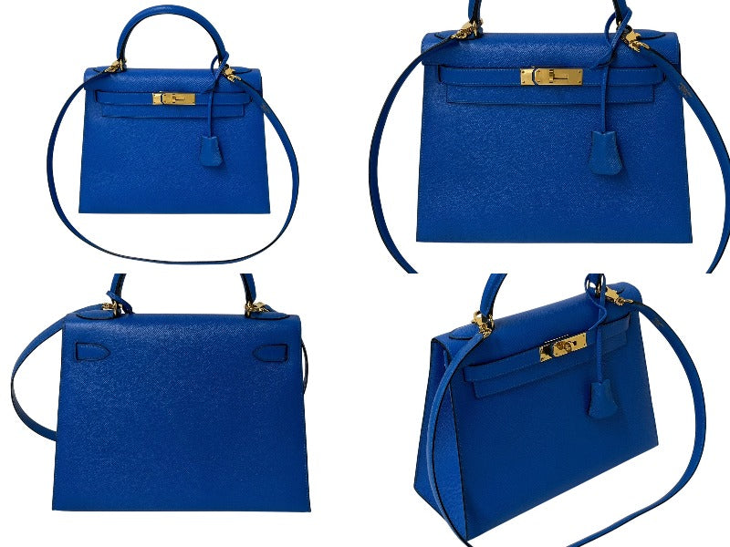 極美品 HERMES エルメス ケリー28 外縫い ブルーフランス ○Y刻印 