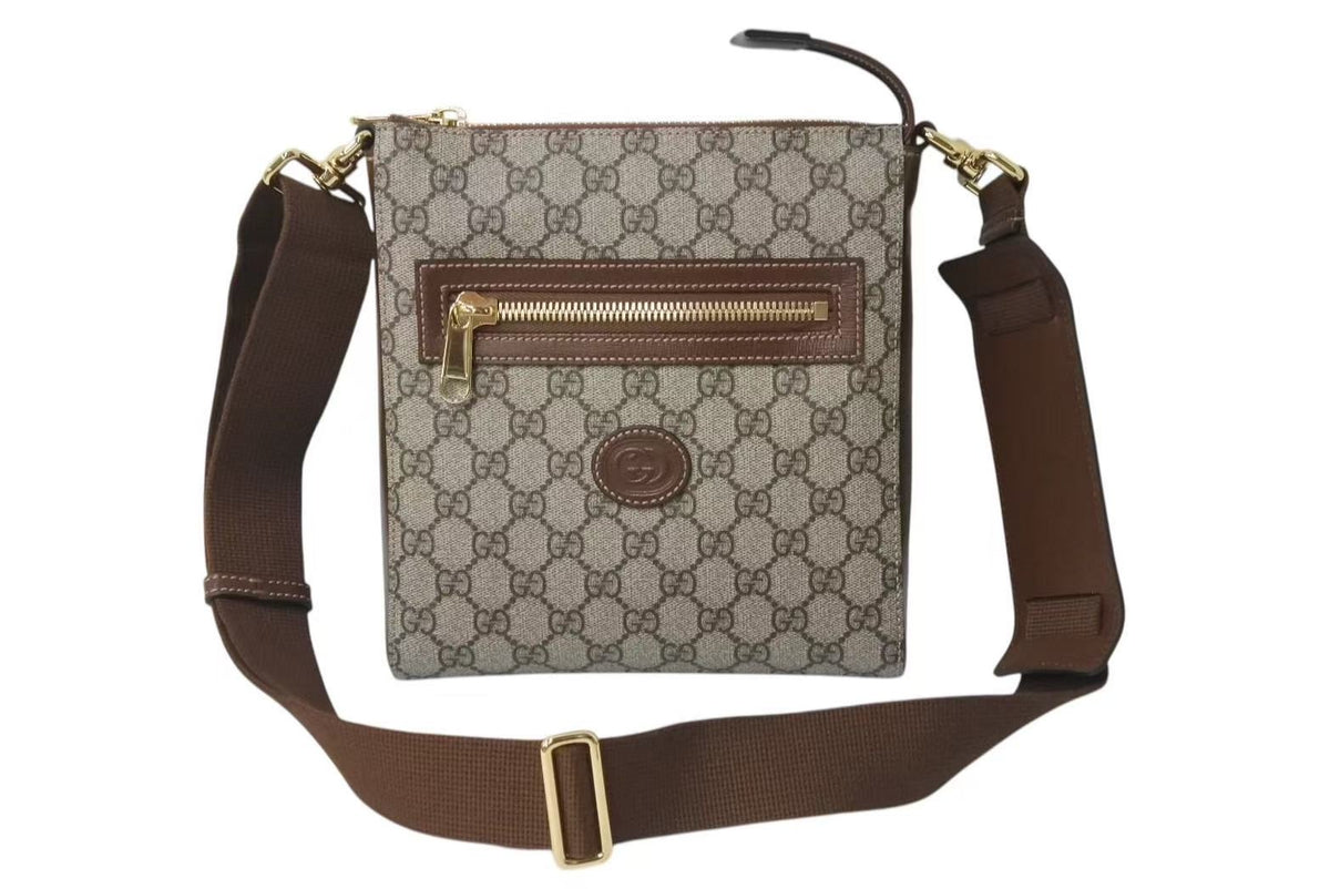⭐GUCCI⭐ショルダーバッグ　メッセンジャーバッグ　GG柄　ブラウン　レザー 新品未使用 GUCCI グッチ メッセンジャーバッグ ショルダー