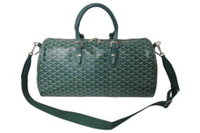 Load image into Gallery viewer, GOYARD ゴヤール クロワジュール 50 ボストンバッグ 2WAY グリーン ヘリンボーン PVC レザー シルバー金具 美品 中古 4c076735