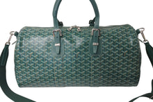 Load image into Gallery viewer, GOYARD ゴヤール クロワジュール 50 ボストンバッグ 2WAY グリーン ヘリンボーン PVC レザー シルバー金具 美品 中古 4c076735