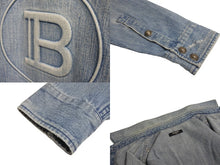 Load image into Gallery viewer, 極美品 BALMAIN バルマン エンボスロゴ ダメージデニムシャツ HC030027D JAPAN製 コットン ブルー サイズ40 中古 4c069785