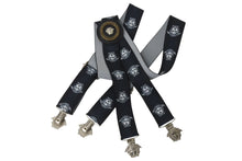 Load image into Gallery viewer, VERSACE ヴェルサーチ サスペンダー ズボン吊り メデューサ ヴィンテージ ゴム ブラック ホワイト シルバー金具 美品 中古 4c070415