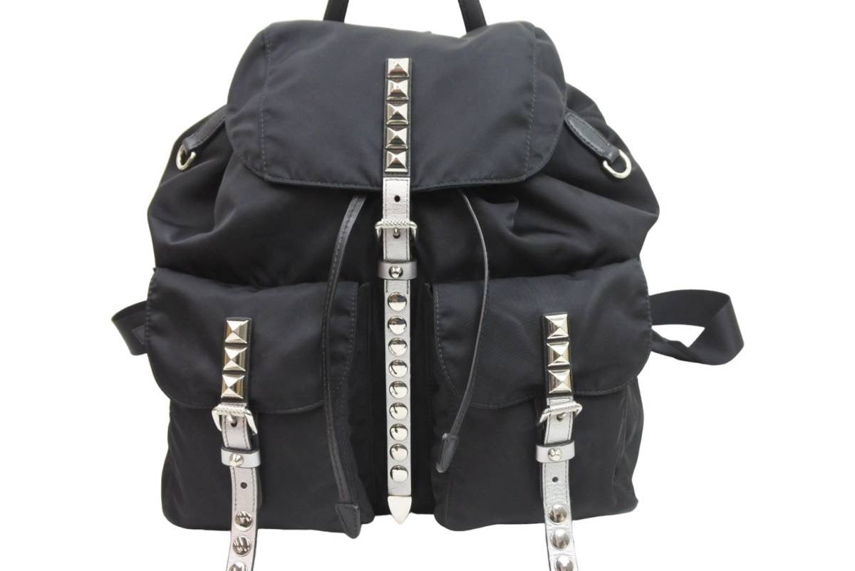 極美品 PRADA プラダ ニューヴェラ ナイロン スタッズ リュック