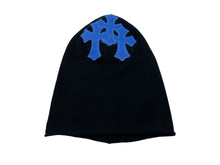 Load image into Gallery viewer, 新品未使用 CHROME HEARTS クロムハーツ セメタリーパッチニットキャップ ブラック ブルー カシミヤ レザー 中古 54504