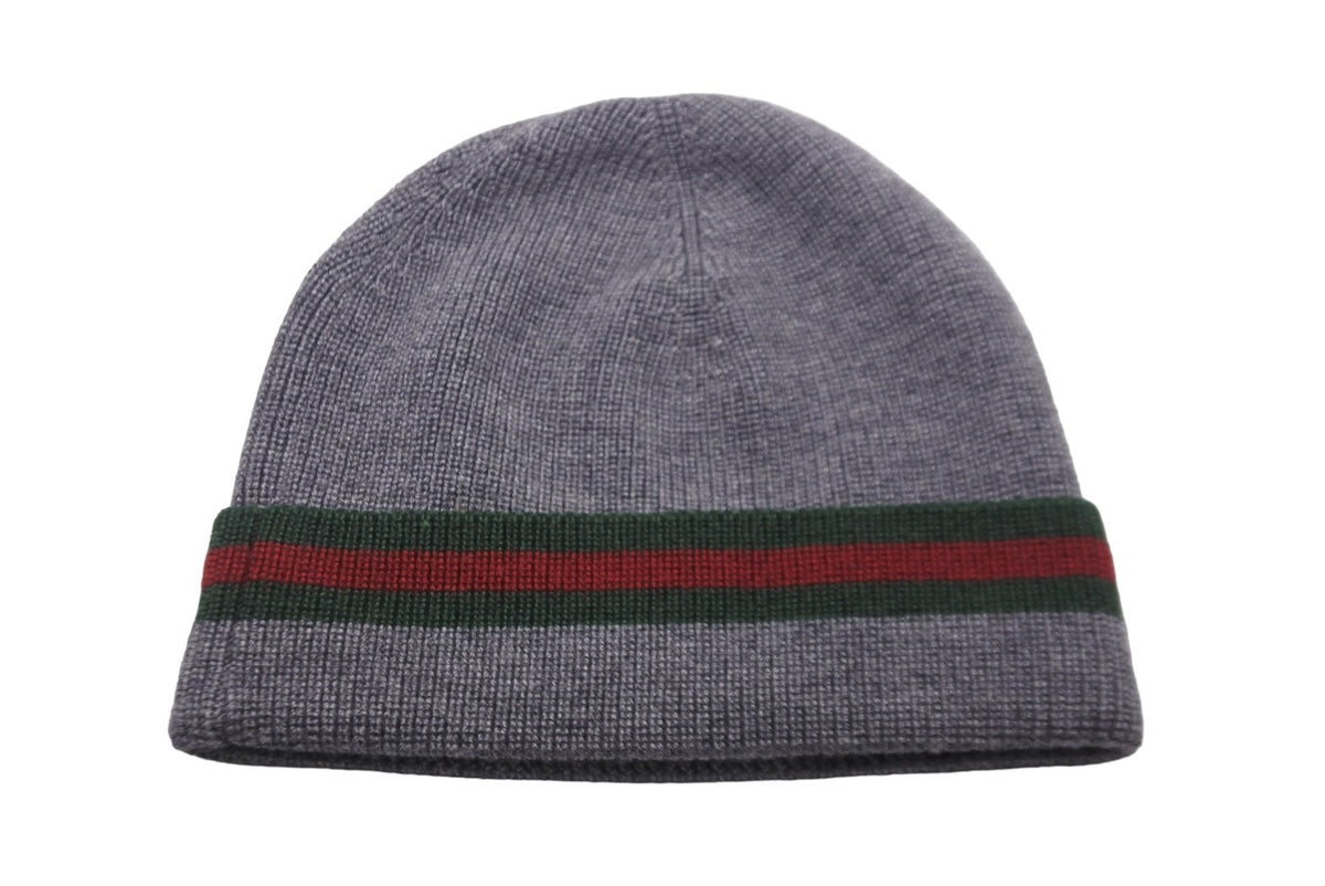 GUCCI ニット帽 帽子ビー ウール レッド ネイビー L 表記サイズ：59