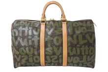 Load image into Gallery viewer, 新品同様 LOUIS VUITTON ルイヴィトン モノグラム グラフィティ キーポル50 M92196 ブラウン カーキ ゴールド金具 中古 56121