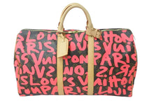 Load image into Gallery viewer, 新品同様 LOUIS VUITTON ルイヴィトン モノグラム グラフティ キーポル50 ボストンバッグ ピンク スプラウス M93698 中古 56380