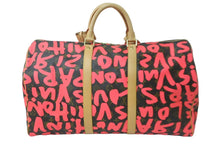 Load image into Gallery viewer, 新品同様 LOUIS VUITTON ルイヴィトン モノグラム グラフティ キーポル50 ボストンバッグ ピンク スプラウス M93698 中古 56380